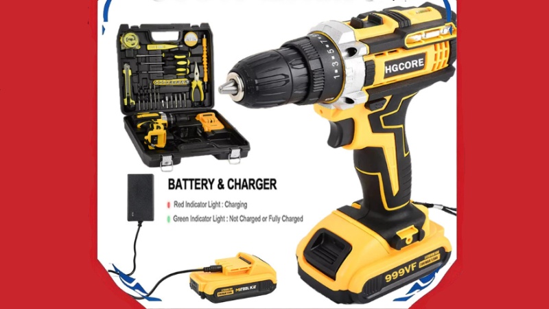 HGCORE 999VF bor baterai cordless dengan dua baterai