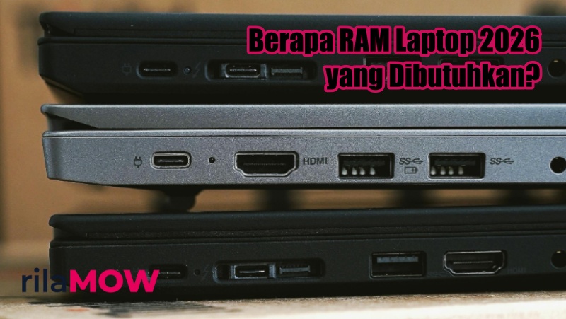 Ilustrasi perbandingan RAM laptop 2026 8GB vs 16GB vs 32GB