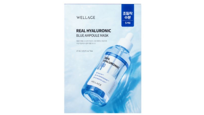 WELLAGE Real Hyaluronic Blue Ampoule Mask untuk hidrasi kulit
